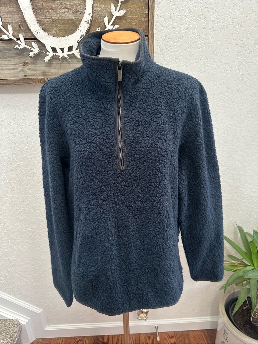 Toad&Co Telluride Navy Sherpa Half-Zip Pullover Recycled wool size Large